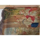 19C wool work tapestry panel depicting "King's Pardon of Galileo" 78cm x 97cm