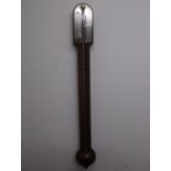 Dolland of London mahogany stick barometer with silver dial and convex cistern cover