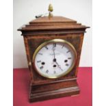 20th C inlaid mahogany Georgian style mantel clock retailed by Knight & Gibbons of London, three