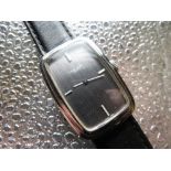 Favre-Leuba hand wound wristwatch, chromium plated case on leather strap, case back stamped and