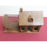 20th C country made animal cage in form of chapel with two arched windows and a door W36cm H26cm