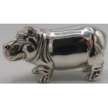 Silver figure of a Hippo, stamped sterling