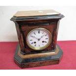 19th C French walnut and ebonised mantel clock, two train count wheel striking movement numbered