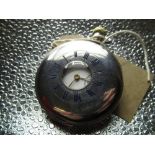 Waltham Traveller silver cased half hunter pocket watch. white enamel dial marked A.W. W Co.