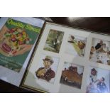 Vintage Quality Street magazine advert 28cm x 23cm unframed, and a set of six Norman Rockwell prints