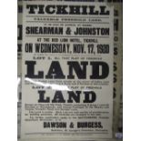 'Tickhill Valuable Freehold Land' property sale poster for Shearman & Johnston, 76cm x 51cm