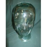 Clear recycled glass hat/wig display head
