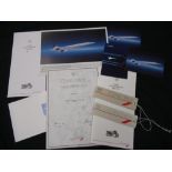 Selection of various Concorde memorabilia including a menu, two luggage tags, some postcards, a