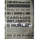 '1, Don View, Doncaster Road, Conisbrough' auction poster for GEO. E. Hawson & Sons, 75cm x 51cm