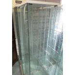 Three modern glazed display cabinets, each with three shelves, W43cm D37cm H162