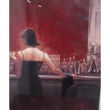 Study of a lady in a Cocktail Bar, colour print, 70cm x 55cm