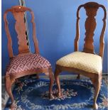 Set of eleven chairs (one AF) Queen Anne style hardwood dining chairs with solid splats, inverted