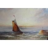 Gustave de Breanski (c.1856 - 1898): Fishing boat entering harbour, oil on canvas, signed, H59cm