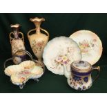 Collection of Carlton Ware including two plates stamped RN258145 and RN68730, a bonbon dish