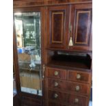 Edwardian inlaid mahogany wardrobe, with single mirror door and two panel doors above two short