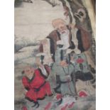 Chinese School, (late 19th C/early 20th C) scroll painting: Figure of an elderly gentlemen with