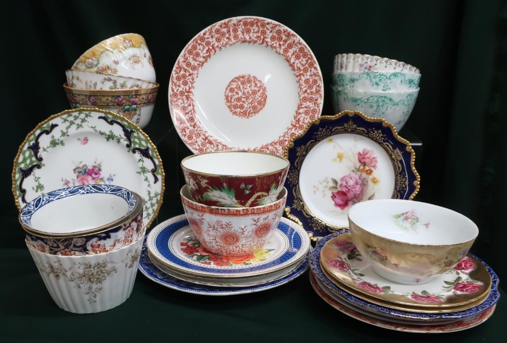 Large collection of assorted china dinner plates and bowls including Royal Worcester and Foley China