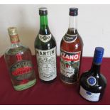 Martini Vermouth, 1.5l not less than 30% proof, Chinzano The Bianco, 1.5l no proof visible, Badel