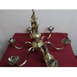 Georgian style lacquered brass chandelier with six scroll arms