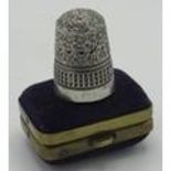 Victorian hallmarked silver thimble, Chester 1897 by Charles Horner, size 7, RD. 210800, H2.25cm, in
