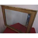 Mid century all mirror, rectangular plate in bamboo effect gilt frame, W73cm H59cm