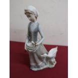 Lladro porcelain figure of a girl with duck and duckling