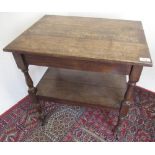 20th C oak two tier trolley with plank top, W61cm D45cm H64cm