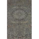 20th Century traditional Middle Eastern patterned rug, pastel green ground central medallion