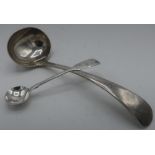 Victorian hallmarked silver Fiddle pattern salt spoon, London 1856, and a Geo.V Old English sauce