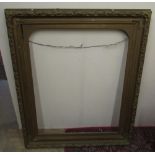 Early 20th C gilt wood and gesso rectangular picture frame, with arched slip, aperture H95cm