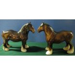 Pair of Beswick Clydesdale heavy horses (2)