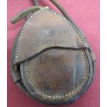 WWI Martins-Birmingham Ltd brown leather marching compass case, complete with strap, stamped