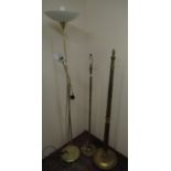Hollywood Regency brass standard lamp, column in the form of bamboo, painted gilt standard lamp,