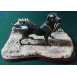Border Fine Arts ltd.ed bronzed model of a labrador and hare, No.435/1500, signed Harding & with