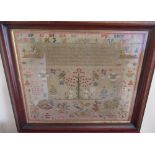 Early Victorian needlework sampler by Isabelle Platt date 1856, in oak frame, W67cm H56.5cm