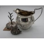 Victorian silver cream jug decorated with swags of flowers, Birmingham 1896, Edw. V11silver ring