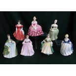 Royal Doulton ladies; Victoria, Wonsome, Clarissa, Alison, Hostess of Williamsburg, Premiere and