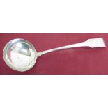 Geo.111 Irish silver hallmarked Fiddle pattern soup ladle, Dublin 1806, makers mark R.A. possibly