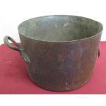 20th C Fontaine Bros. copper pan with cast brass rivited handles, D26cm H17cm