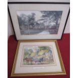 John C. Wilson (20th C): Horse drawn Hay cart with resting figures, watercolour, signed, 16cm x