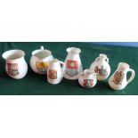 W. H. Goss model of an ancient lamp, and thirty other pieces of W. H. Goss souvenir crested china (