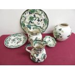 Masons Ironstone 'Chartreuse' wall plate, two jugs etc (6)