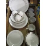 Royal Doulton Pure Platinum part tea service and a similarly decorated part dinner service