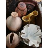 Collection of Jo Maxwell and other Studio pottery. including vases mugs, cruets etc (two boxes)