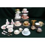 Collection of miniature teacups & saucers including Coalport and Royal Adderley, and a miniature