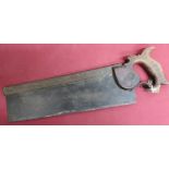 Vintage tenon saw, 36cm steel blade with shaped wooden handle, stamped Geo.W.Popple Sheffield,