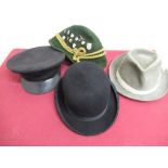 G. A. Dunn & Co Ltd Alpine style felt hat, Austrian alpine hat, chauffeurs type black peaked cap,