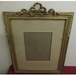 20th C gilt wood and gesso rectangular picture frame with beaded decoration and ribbon tied