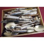 Selection of various stainless steel and silver plated cutlery, knives, forks, serving spoons etc