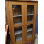Marks & Spencer Furniture oak side cabinet with two glazed doors above two drawers, on square